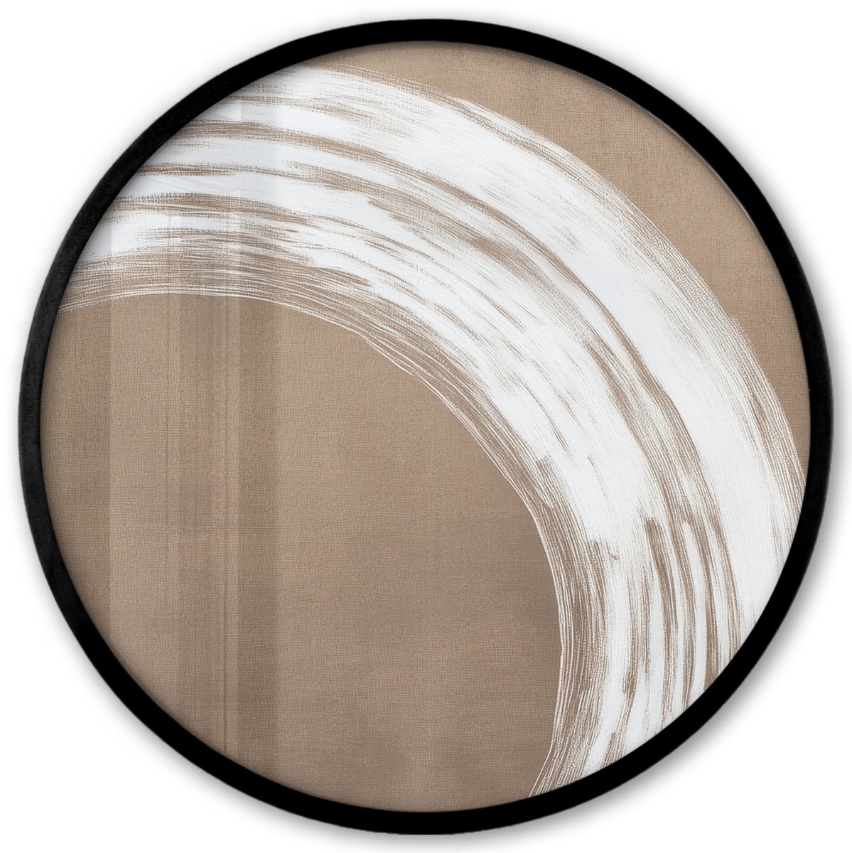 FrameYourWall Poster in lijst Rond - Fotolijst 40x40 cm - Posters - Verf - Bruin - Japandi - Ronde posterlijst zwart - Decoratie - Wanddecoratie woonkamer - Muurdecoratie slaapkamer Japandi - Cirkel