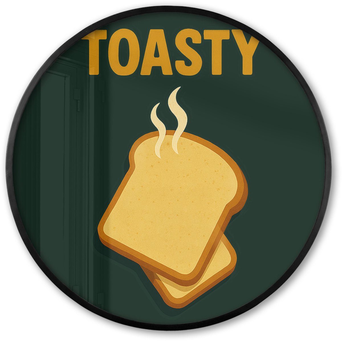 FrameYourWall Poster in lijst Rond - Fotolijst 80x80 cm - Posters - Brood - Tosti - Groen - Minimalistisch - Ronde posterlijst zwart - Decoratie - Wanddecoratie woonkamer - Muurdecoratie slaapkamer