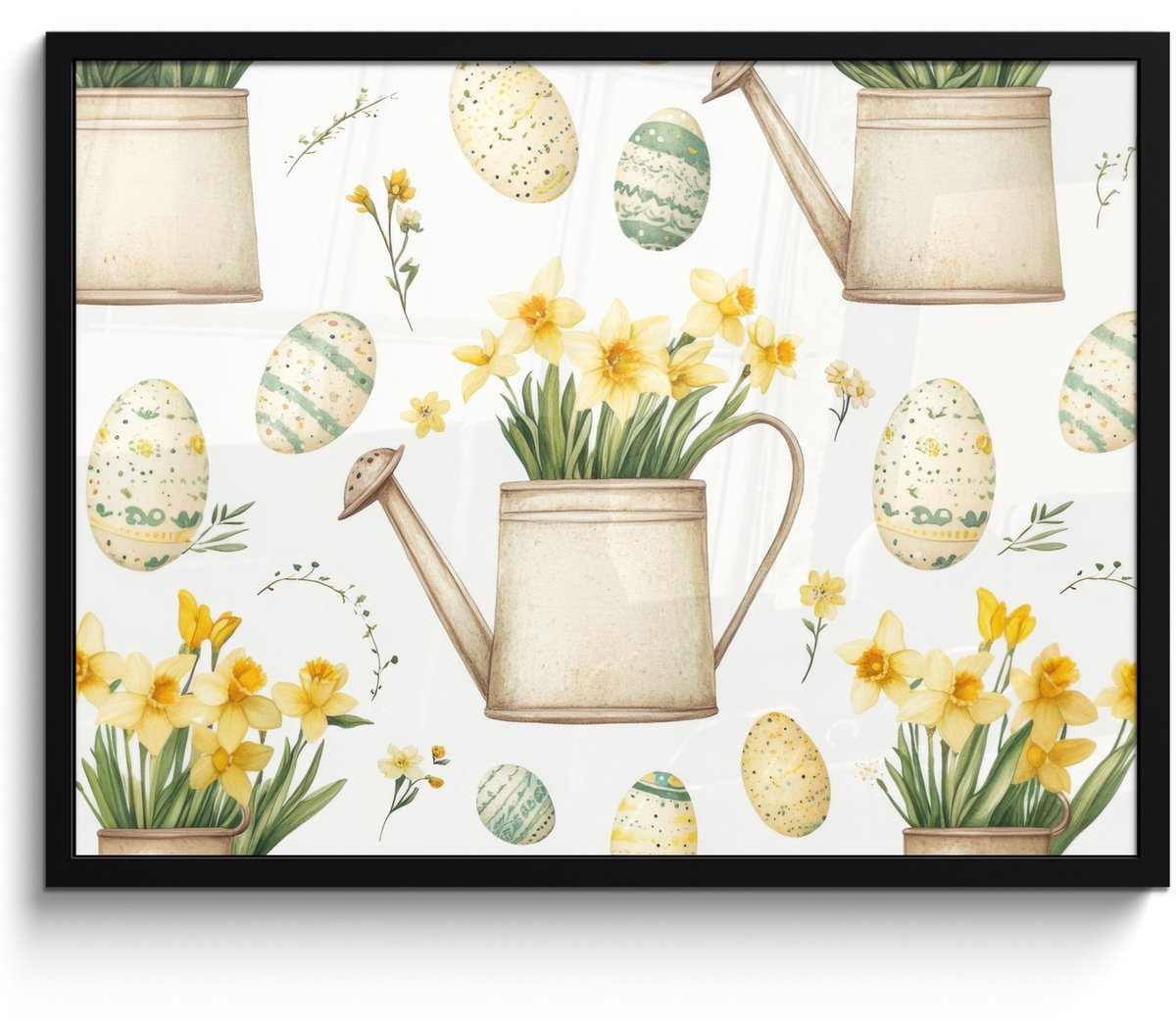 Poster in lijst - Fotolijst 80x60 cm - Posters - Gieter - Bloemen - Eieren - Posterlijst z