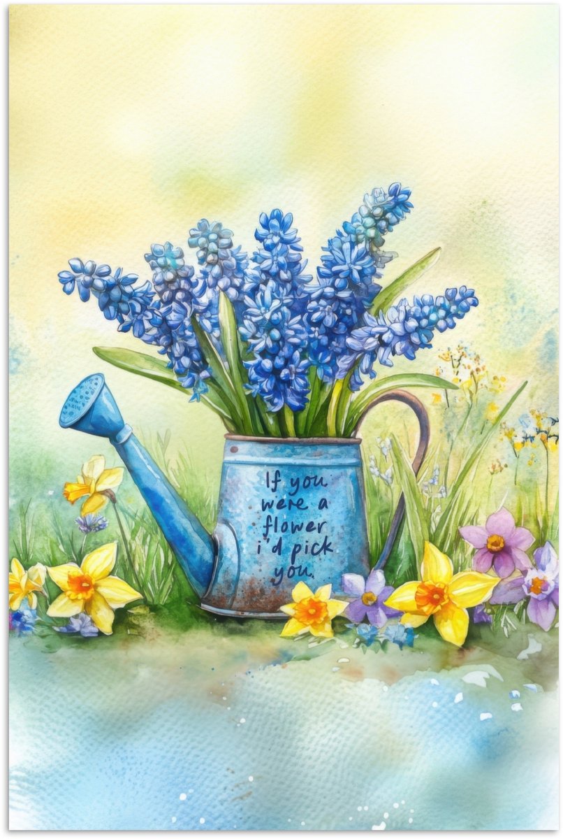 Poster 80x120 cm - Lavendelbloemen - Quote - Gieter - Posters - Kamer decoratie - Wanddeco