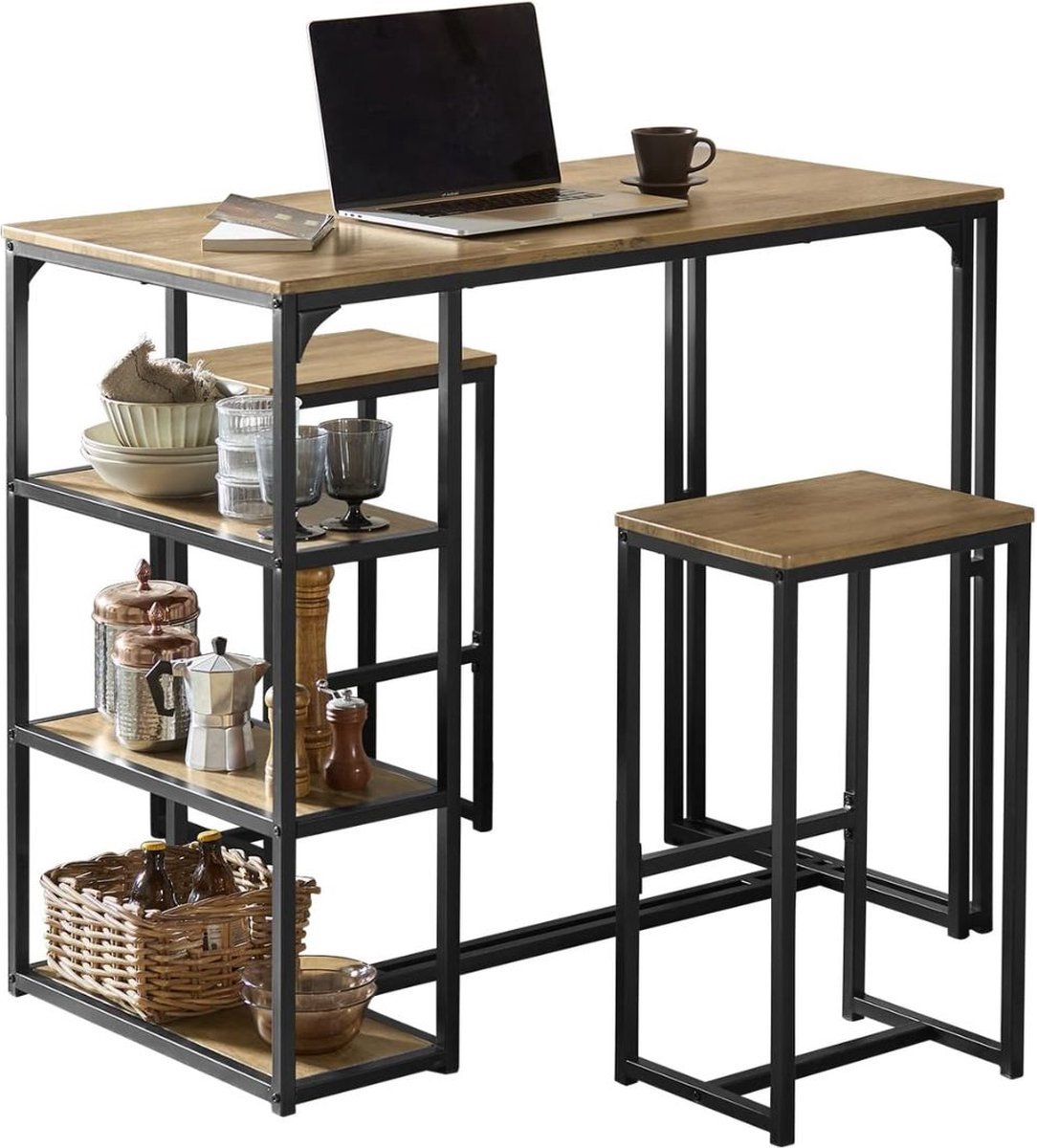 Thuys – Bartafel Met Barstoelen – Keuken – Buiten – Inclusief Opbergplankjes