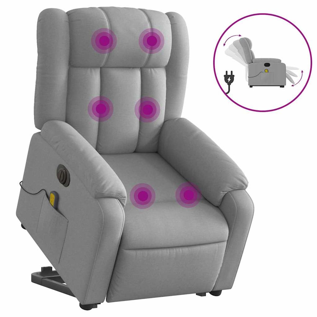 vidaXL Sta-op-massagestoel - elektrisch - verstelbaar - stof - lichtgrijs