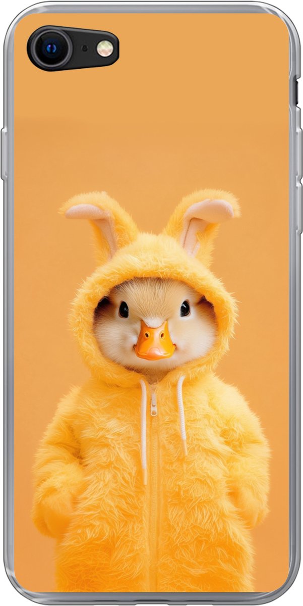 Telefoonhoesje Geschikt voor iPhone 7 hoesje - Paashaas - Kostuum - Eend - Siliconen Telefoonhoesje Telefoonhoesje