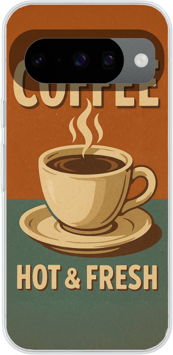 Telefoonhoesje Geschikt voor Google Pixel 10 Pro hoesje - Koffie - Kop - Vintage - Quote - Siliconen Telefoonhoesje Telefoonhoesje