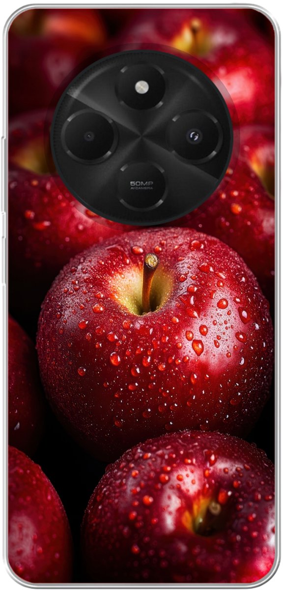 Telefoonhoesje Geschikt voor Xiaomi Geschikt voor Poco M7 hoesje - Rood - Appels - Fruit - Siliconen Telefoonhoesje Telefoonhoesje