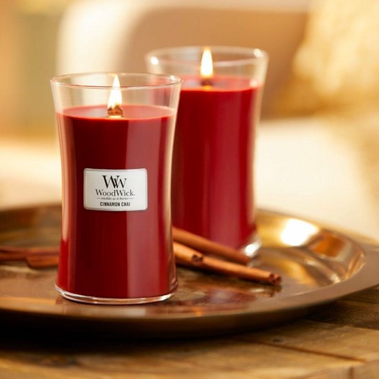 WoodWick Heartwick Flame Ellipse Geurkaars - Cinnamon Chai - 50 branduren
