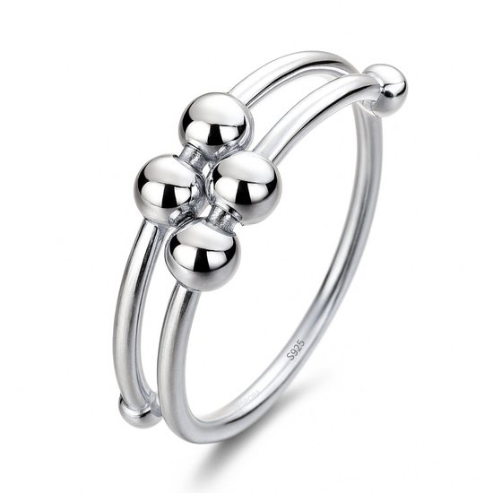 Ring d'anxiété - (Double anneau) - Anneau de stress - Ring Fidget - Ring pivotant Dames - Ring Ring Ring - Argent 925