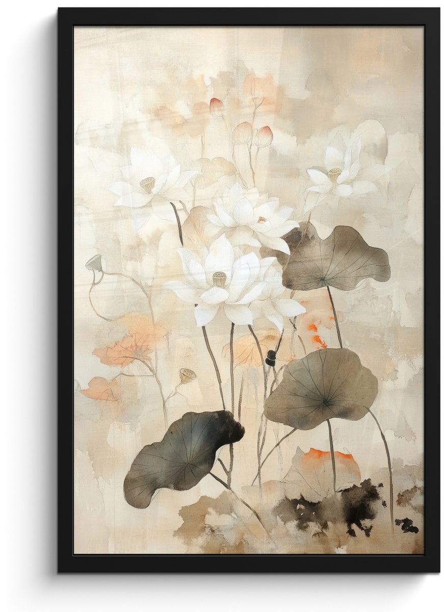 FrameYourWall Poster in lijst - Fotolijst 40x60 cm - Posters - Bloemen - Japandi - Wabi sabi - Posterlijst zwart - Decoratie - Wanddecoratie woonkamer - Muurdecoratie slaapkamer