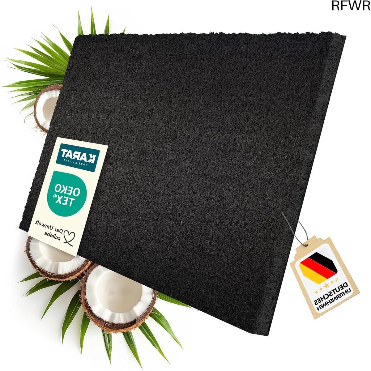 RFWR Duurzame Kokos Deurmat voor Binnen en Buiten - Antislip en Vuilabsorberend - 65 x 100 cm Zwart
