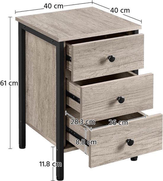 Oyajia Intelligent nachtkastje met draadloze telefoonfunctie, nachtkastje met ledlicht, 2 laden, bedkast, commode, woonkamer, slaapkamer, crèmewit