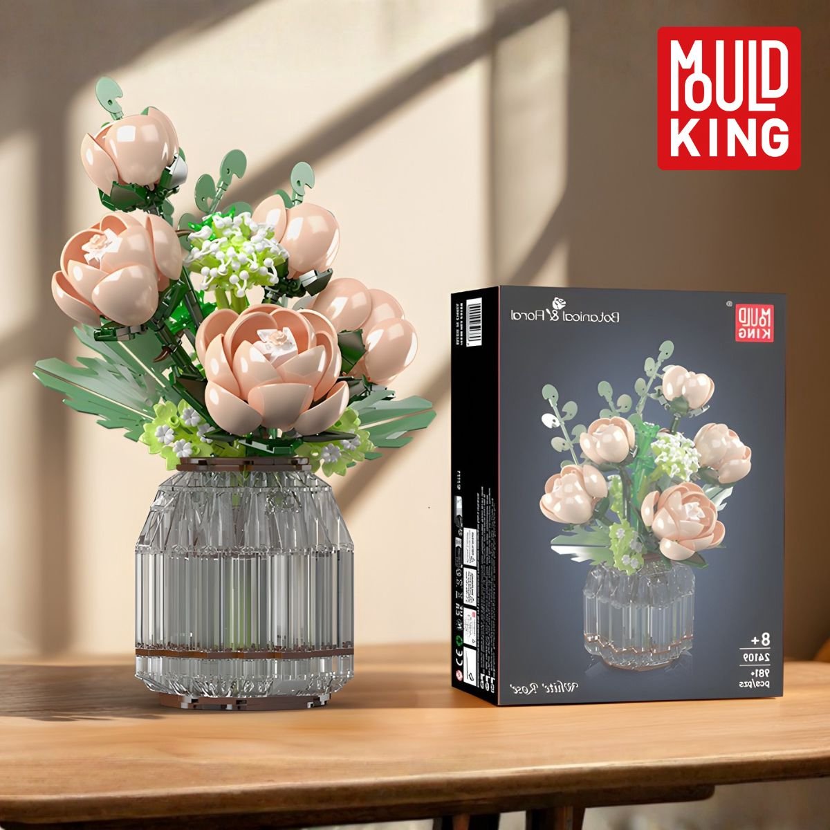Mould King 24109 Roze Rozen bouwset | Botanical Flowers Collection | Classic Creator STEM speelgoed bloemen bouwpakket | Bloemenpracht kunstbloemen modelbouw voor volwassenen & kinderen | geschikt voor Lego | Bouwdoos met 981 bouwstenen — afbeelding 7