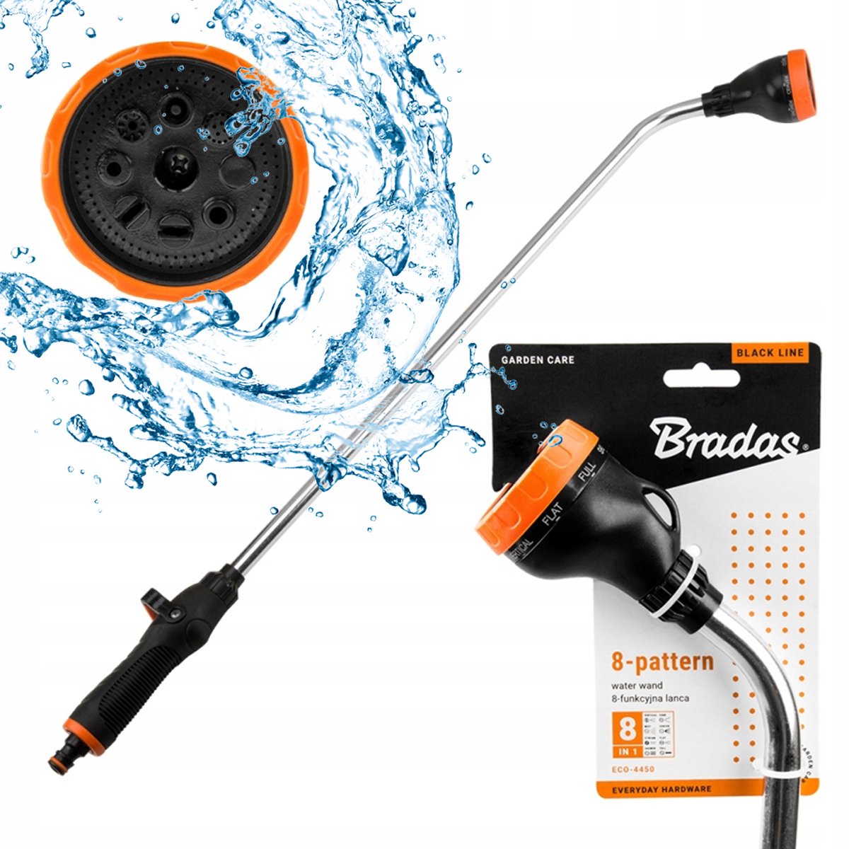 Bradas 8-functie spuitlans 83 cm met verstelbare kraan