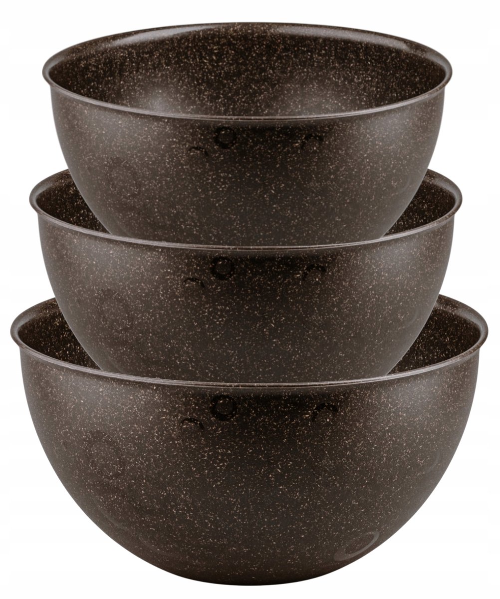 Practic Keukensets: 3 Bio Plastic Miskensets - 0.75L, 1.5L, 3L - Bruin
