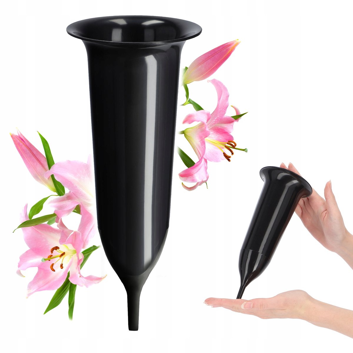 Zwarte Graf Vaas 23cm - Steekbaar voor Bloemen