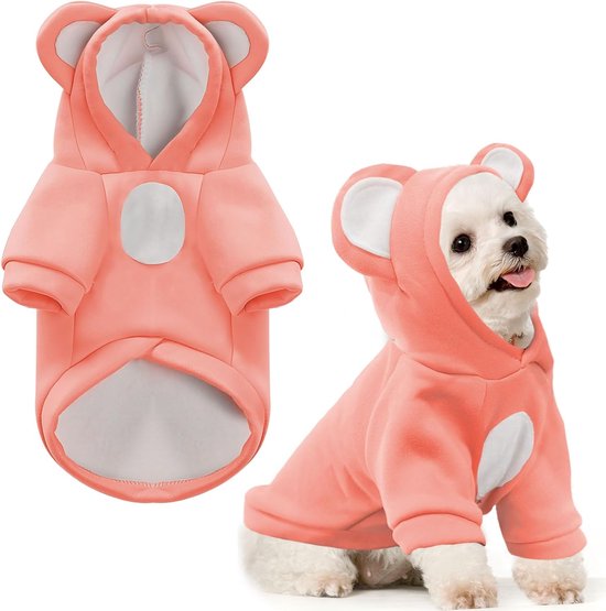 Hondenjas - Hoodie Zachte Warme Fleece - Winterhoodie voor Honden - Hond Warme jas - Schattige Puppy Truien - Kattenjas Grappige Pullover - Perfect voor Kleine Honden - Chihuahua Kostuums - Kitten Outfits - Roze Maat M