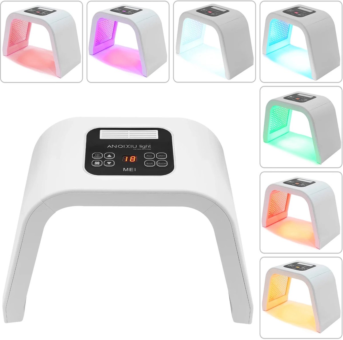 Fubzz LED Lichttherapie Masker - 7 Kleuren Gezichtsapparaat - Huidverjonging & Anti-Rimpel - Professionele PDT Schoonheidslamp - Slimme Warmtecontrole