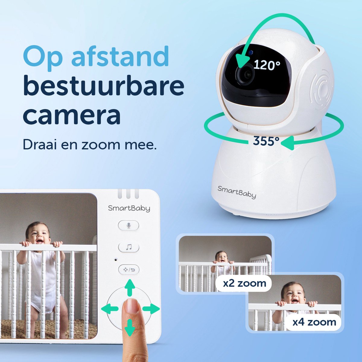 SmartBaby Babyfoon - Wifi-vrij & Draaibaar thumbnail 5