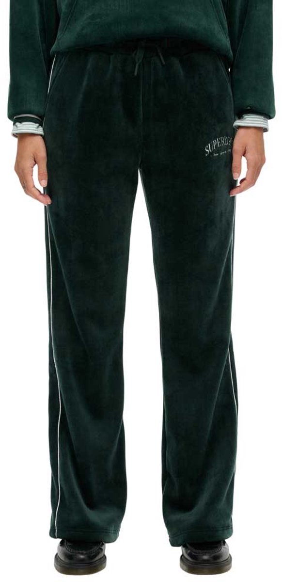 Superdry Broek Country Club Velour Rechte Joggingbroek W7011274a 27e Enamel Dames Groen