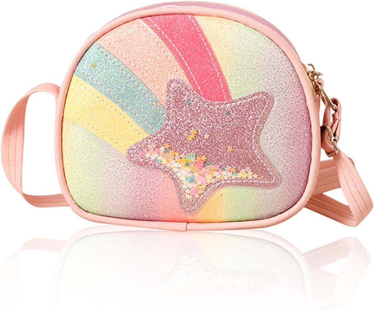 Allecto plus - Regenboog handtas voor meisjes en kinderen, ster design, kleine schoudertas - 16 x 6 x 12 cm