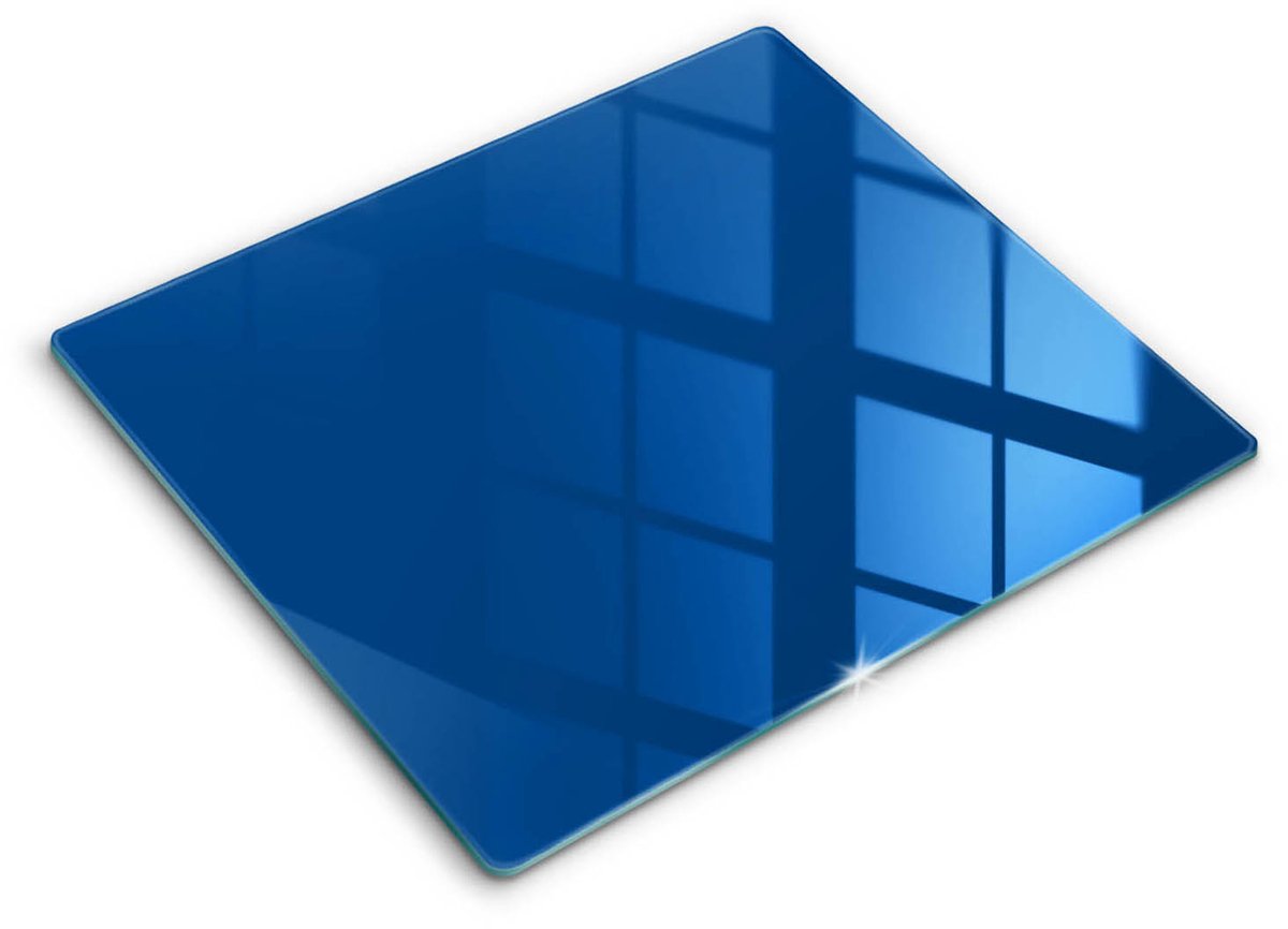 Wallfluent Glazen Snijplanken - Blauw Snijplanken Glas - 60 cm x 52 cm - Blauw Snijplanken van Glas - Hittebestendige Glazen Snijplank - Decoratieve Glazen Snijplank - Glazen Snijplank met Antislip