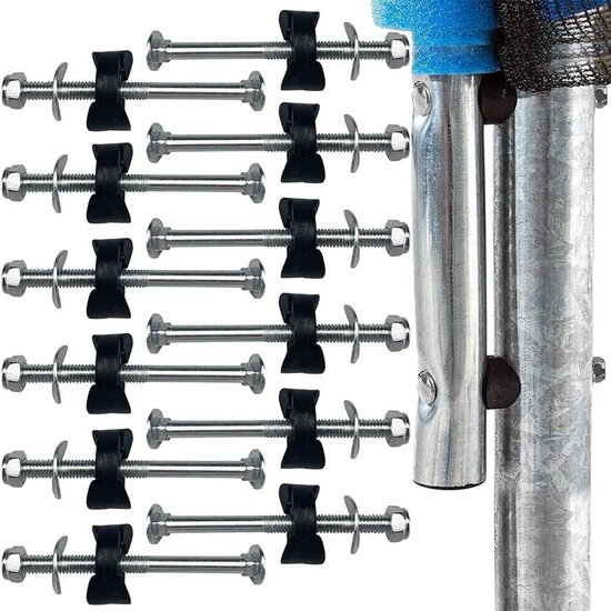 Allecto plus - Trampolineschroeven 12 stuks voor grote en kleine trampolines - Reserveonderdelen - Schroeven en afstandhouders - Accessoires en bevestiging