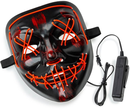 LED Masker Halloween – Verkleedkleding - Purge Stijl – Met Controller – 3 lichtstanden - Rood Licht