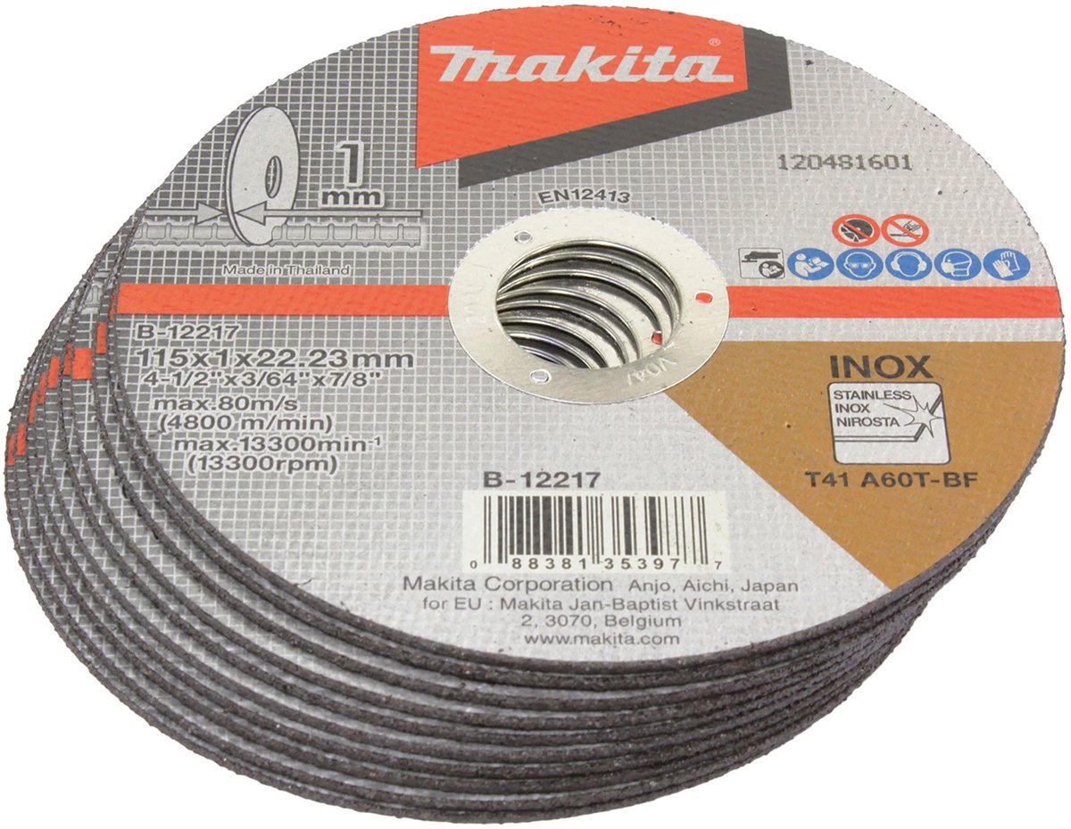 Makita doorslijpschijf 115x1 mm INOX 10 stuks - B-12217-10