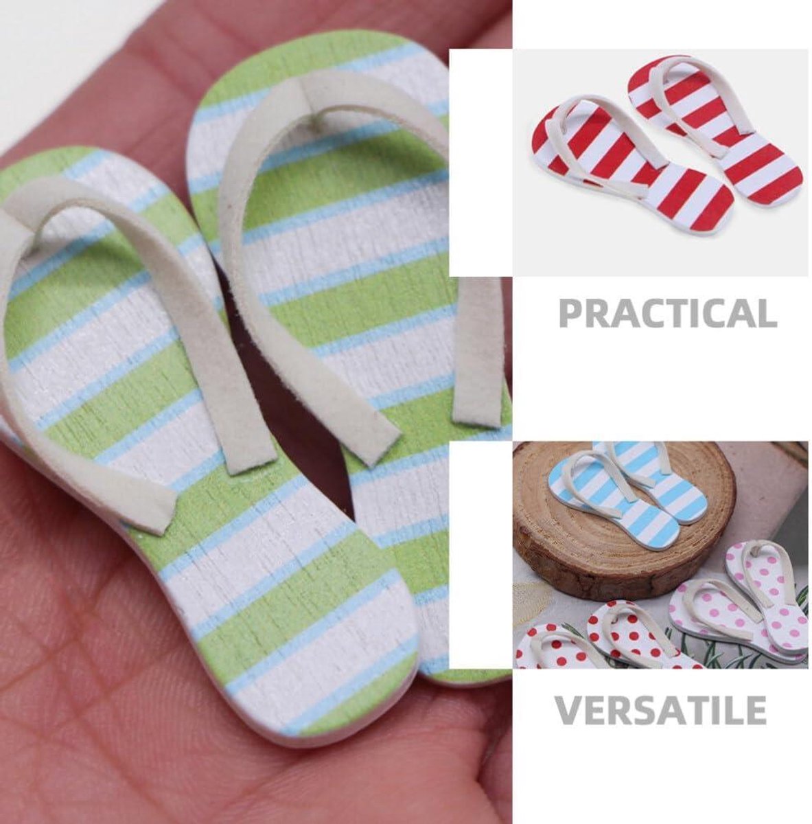 Allecto pl paar miniatuur flip-flops voor poppenhuis zomer thema decoratie met kleurrijke slipper ornamenten