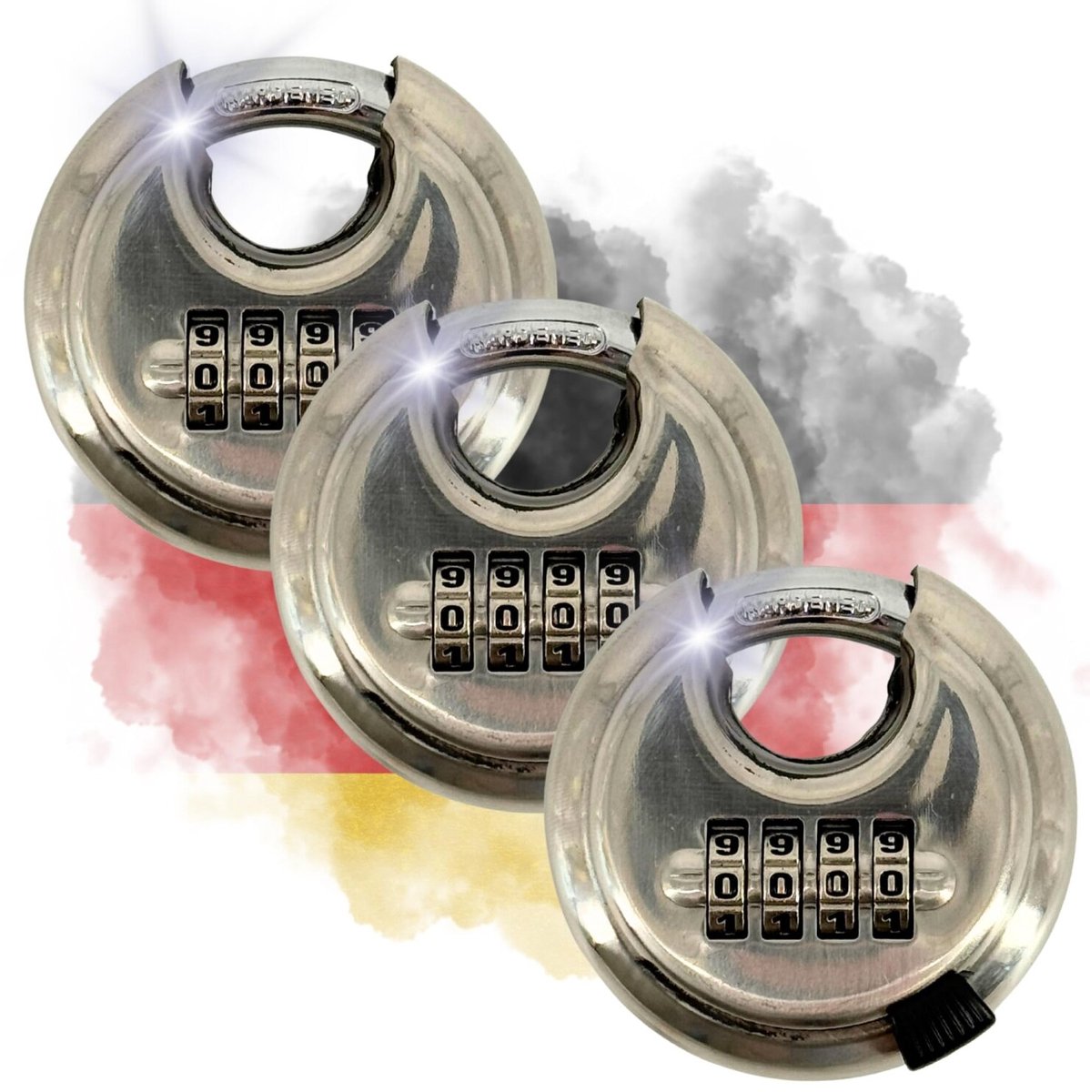 TronicXL 3 stuk Hoogveiligheids Hangslot – Extra Stevig, Ronde Beugel, Roestvrij Staal, Anti-Knijp & Anti-Breek, Voor Deur, Poort, Kelder, Locker