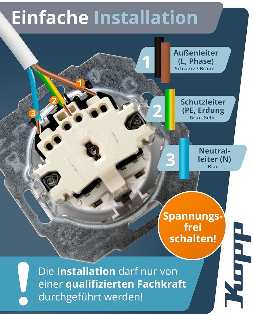 Kopp 920702011 Wandcontactdoos met randaarde Inzetstuk Paris Wit 6 stuk(s) — afbeelding 6
