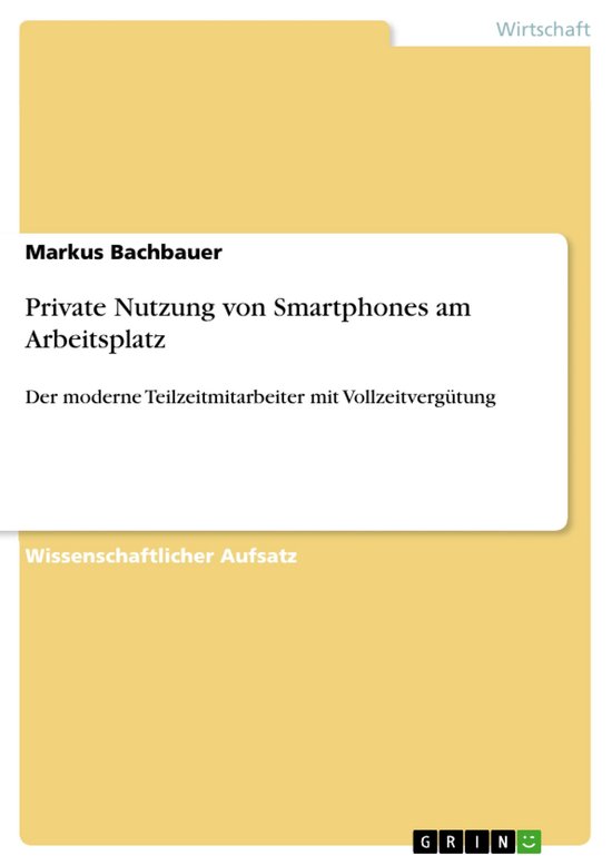 Private Nutzung von Smartphones am Arbeitsplatz - cover