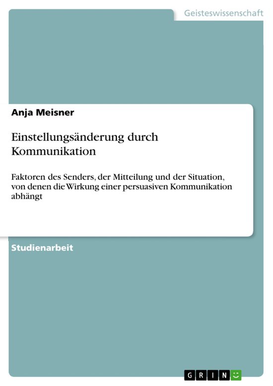 Einstellungs�Nderung Durch Kommunikation - cover