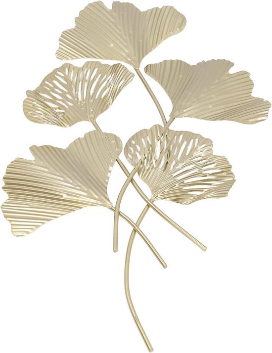 3D Home Metal Wall Decor, Grote Moderne Ginkgo Bladeren Metalen Wandsculpturen, Natuurlijke Kunst Woondecoratie Cadeau Voor Woonkamer Eetkamer Slaapkamer,150x69cm
