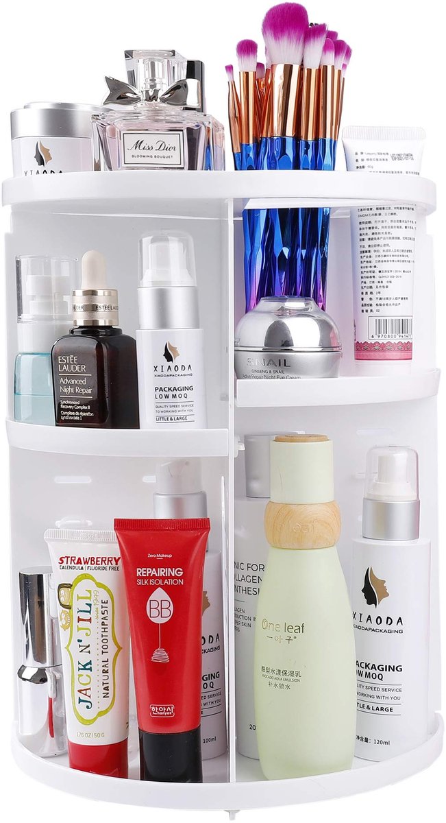 Ibenzoa® Roterende make-up organizer voor cosmetica en sieraden met verstelbare planken