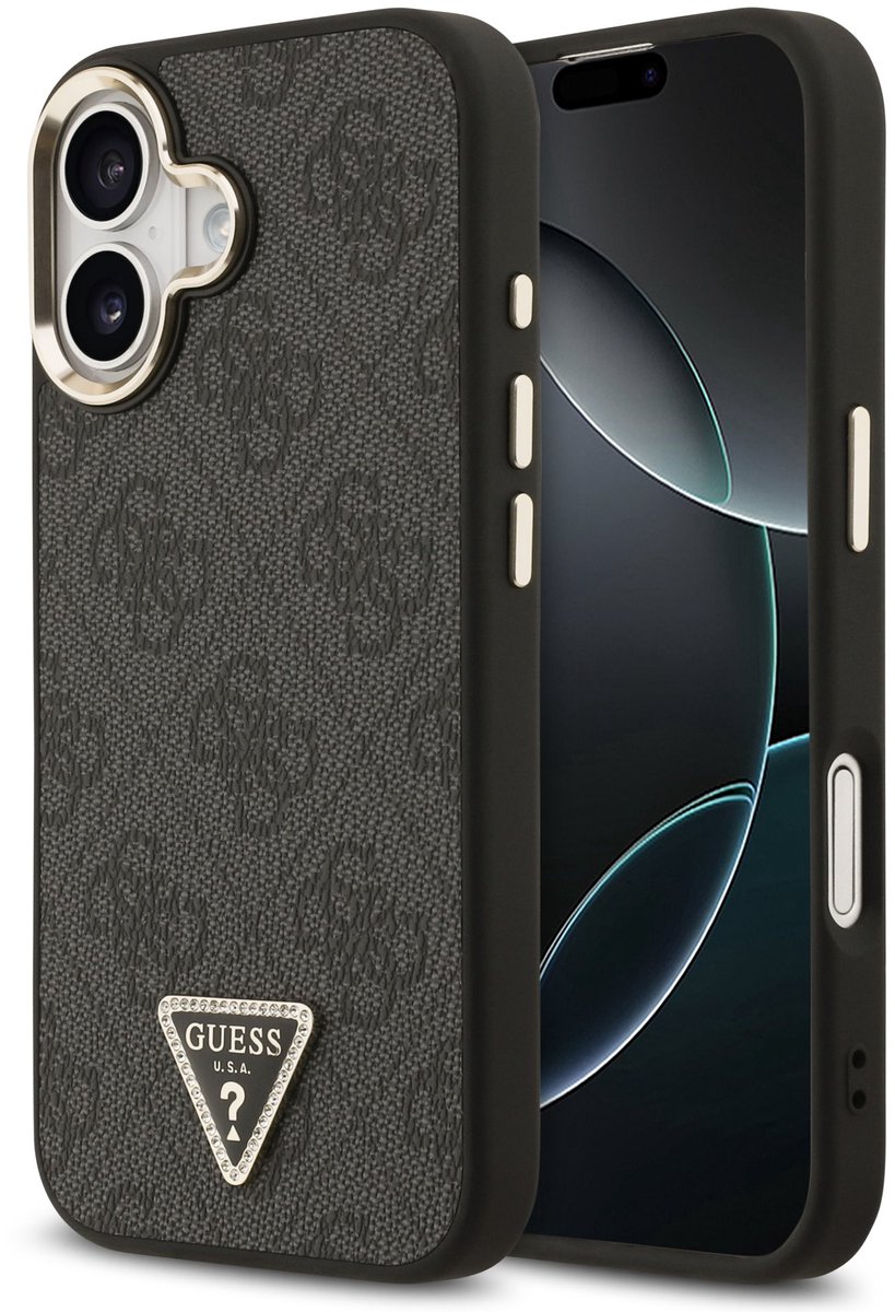 Guess 4G Triangle geschikt voor iPhone 17 hoesje – MagSafe compatibel – Grijs