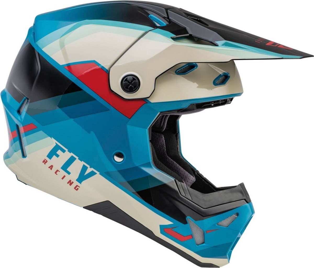 FLY Racing Formula CP Rush Zwart Stone Donker Teal Crosshelm - Helm