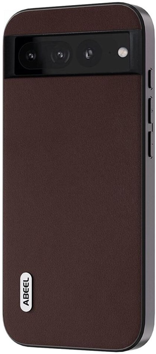 ABEEL Hoesje Geschikt voor Google Pixel 8 - Back Cover met Nappa Textuur - Echt Leer Case - Coffee