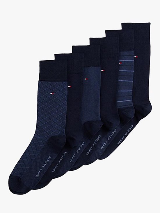 Tommy Hilfiger sokken 6 paar tin giftbox birdey sock navy