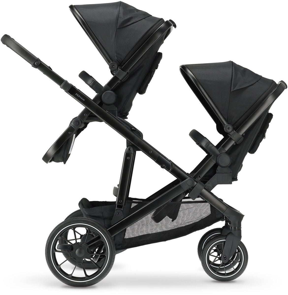 Deryan Evy V2 Kinderwagen - Duo Kinderwagen - Uitbreidbaar - Inclusief extra zitje - Zwart