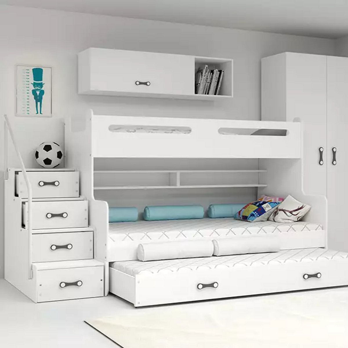 BMS MAX 3 - Triple Youth Bed - 120x200 cm - Wit