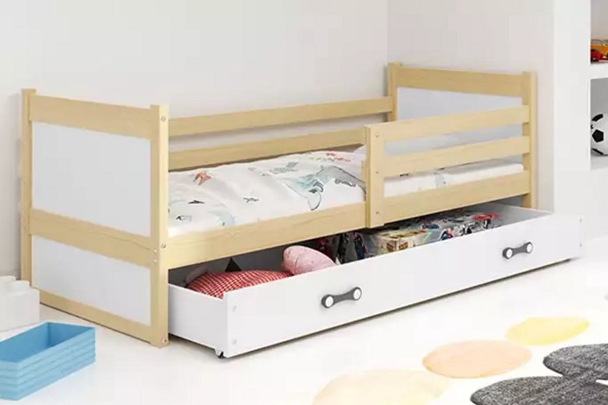 BMS RICO - Single Youth Bed - 90x200 cm - Pine/White