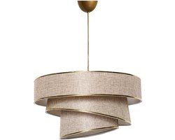 Verlichting - Kroonluchter Beige Goud Metaal - 40x30x20-72cm (diameter kappen en tot 72 cm hanghoogte) - Stijlvolle Lunja Verlichting