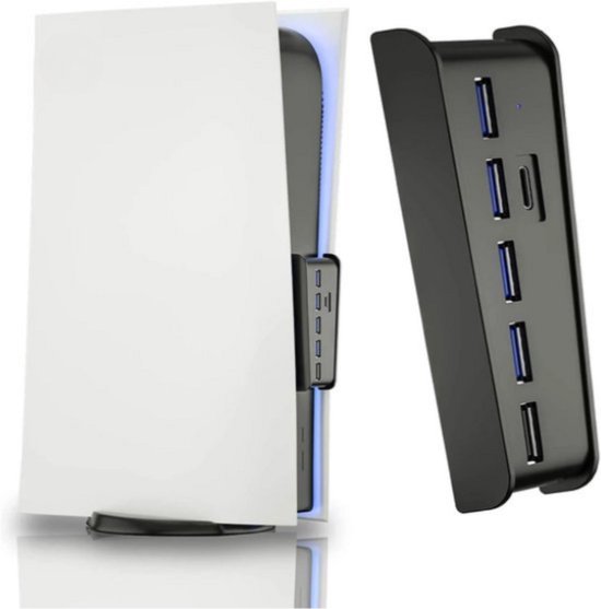 WiseGoods Premium USB Hub adapté pour Playstation 5 - Accessoires adaptés pour PS5 - Accessoires de vêtements pour bébé de Jeux - PS Game Hubs - Zwart