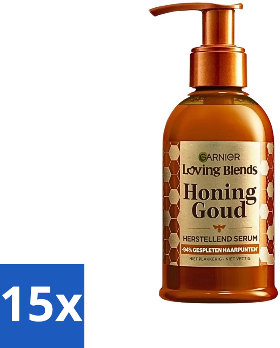 15 x Garnier - Loving Blends Honing Goud - Herstellend Haarserum - Beschadigd & Breekbaar Haar - 115 ml - Haarherstel - Haarversterking - Haarbescherming - Beschadigd Haar - Breekbaar Haar