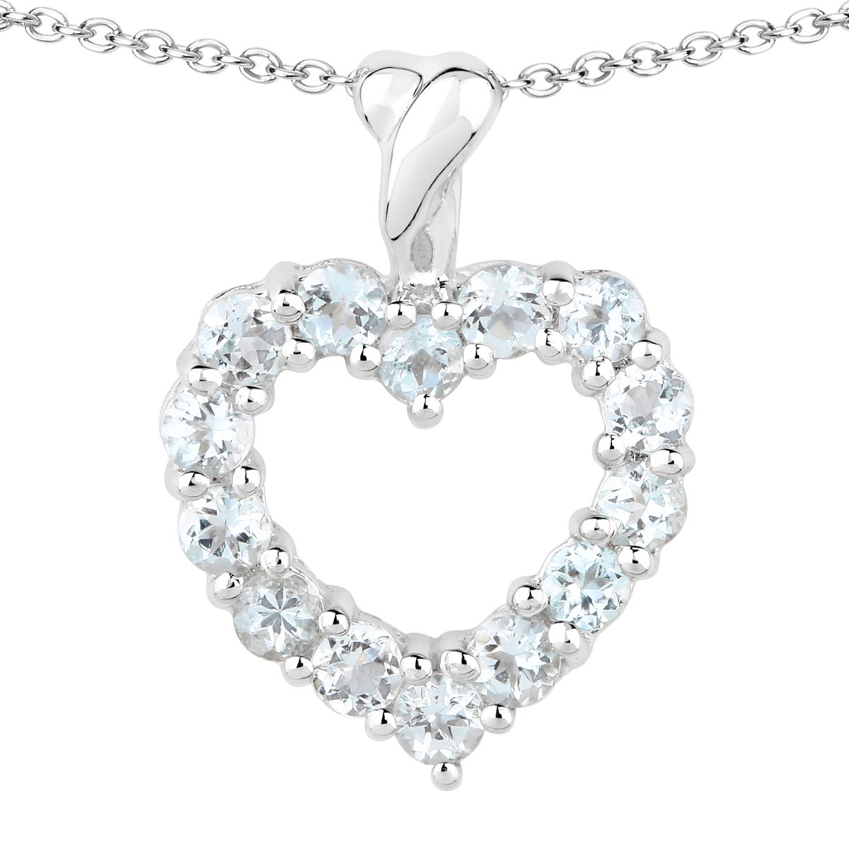 Vira Jewels Anhänger mit Kette 925 Sterling Silber rhodiniert Aquamarine