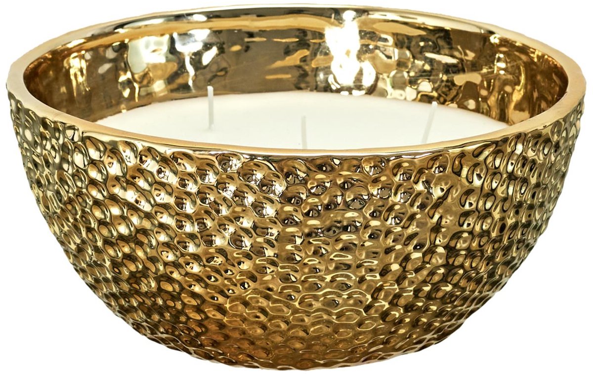Home Deco Factory Geurkaars Amber - goud - D21 cm - 25 branduren - 5 lonten - sierkaars