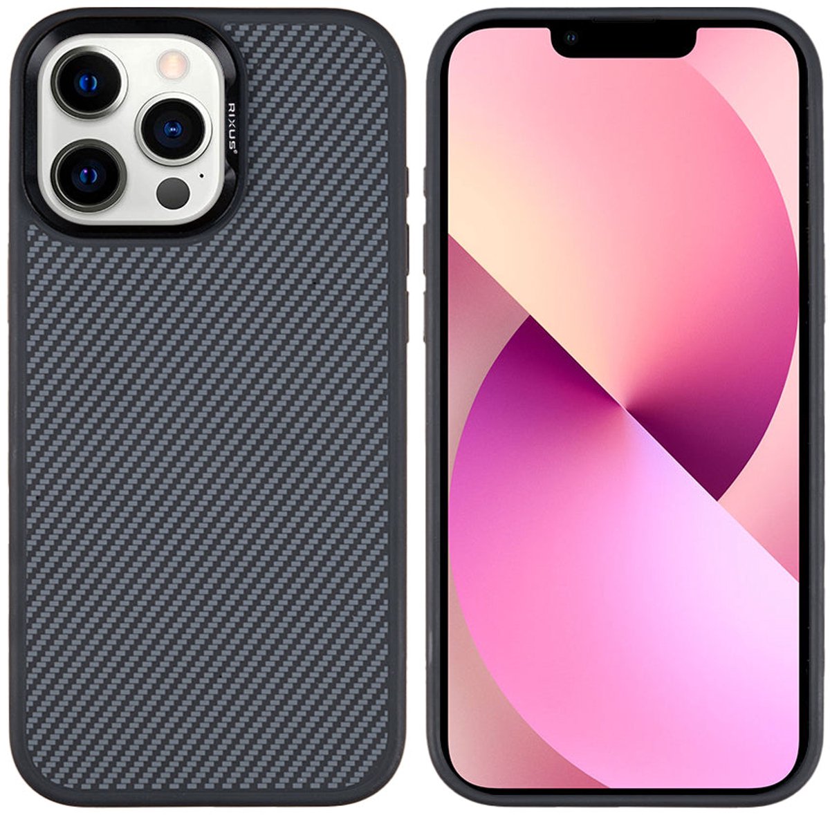 Rixus Mag Carbon With MagSafe For Apple iPhone 13 Pro Max Titanium Black