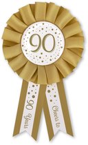 Q2P - Rosace 90e anniversaire - Décoration d'anniversaire - Wit et or - Fête - Boutons - Rosace