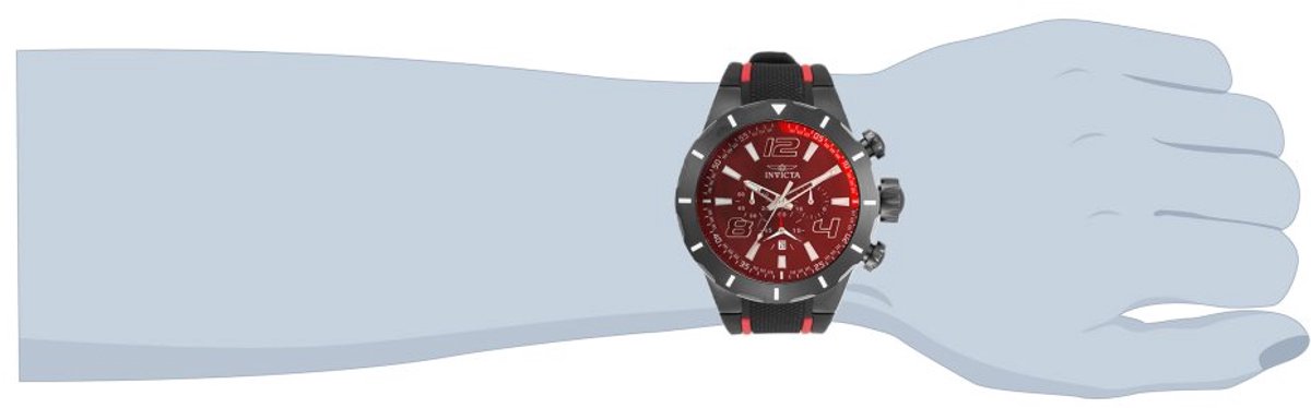 Invicta S1 Rally 34883 Heren Horloge - Waterdicht - Analoog - Quartz Uurwerk - Roestvrij Staal met rode Wijzerplaat - 52mm