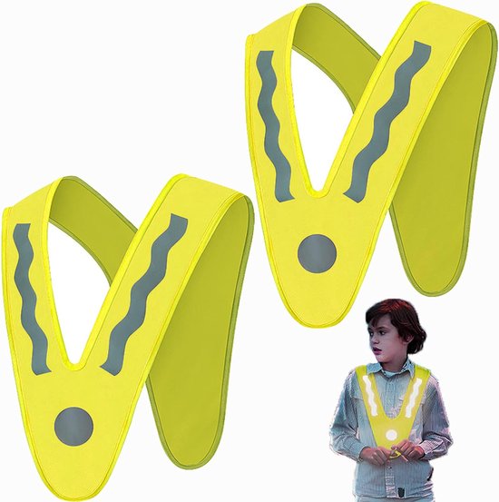 2 stuks V-vormige veiligheidsvest voor kinderen, reflecterend vest voor